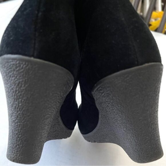 black wedges suede leather boots size 36 - Picture 7 of 9